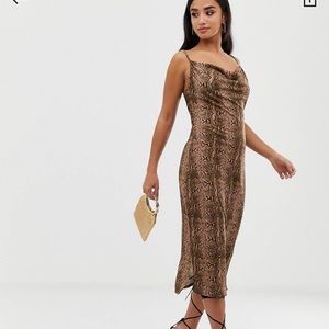 💎 2 for $40 // ASOS - Brown snake print slip dress